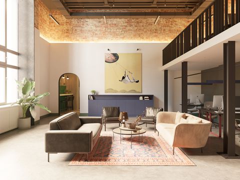 Современный офис с антресольным этажом